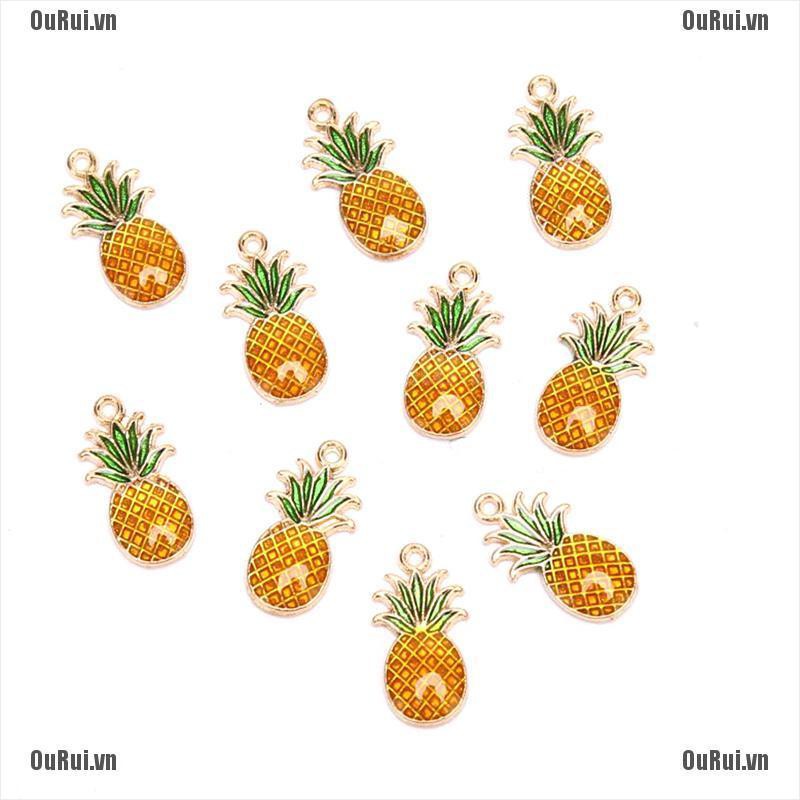 Set 10 Mặt Dây Chuyền Hợp Kim Tráng Men Hình Quả Dứa Dễ Thương