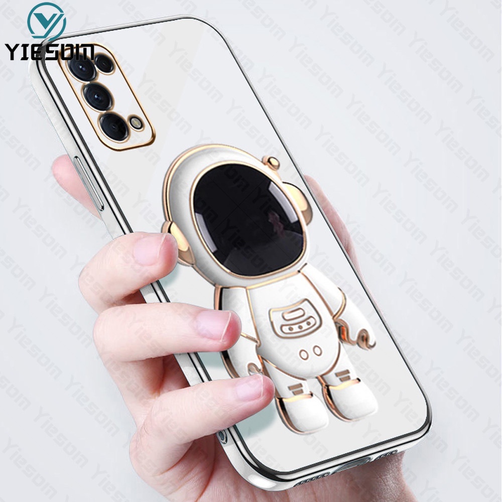 Ốp Điện Thoại Silicon Dẻo Họa Tiết Phi Hành Gia Lấp Lánh Kèm Giá Đỡ Cho OPPO Reno 7Z 7 6 4 5 4G 5G 5F 4F