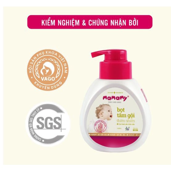 Bọt tắm gội thiên nhiên Mamamy 200ml an toàn cho bé