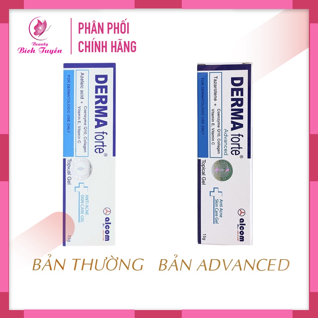 [CHÍNH HÃNG] Derma Forte Gel 15g - Mẫu Mới Advanced - Giảm Mụn Trứng Cá, Ngừa Thâm, Mờ Sẹo, Dưỡng Da