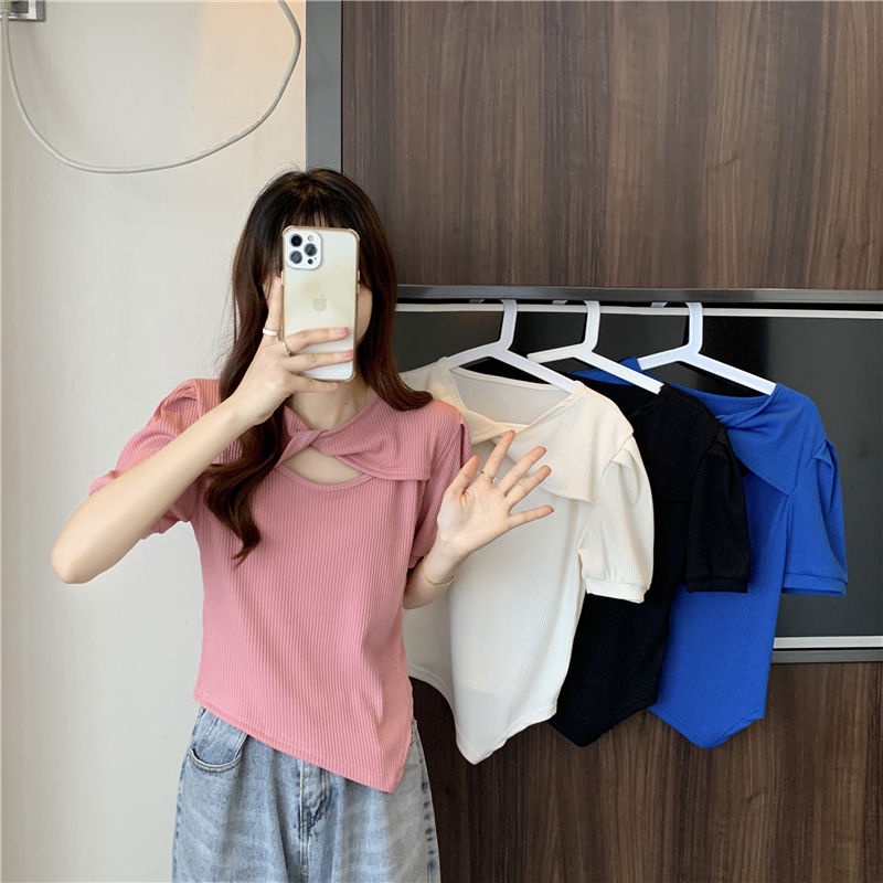 Áo Thun Tay Phồng Ngắn Phong Cách Pháp Thời Trang Mùa Hè Dành Cho Nữ