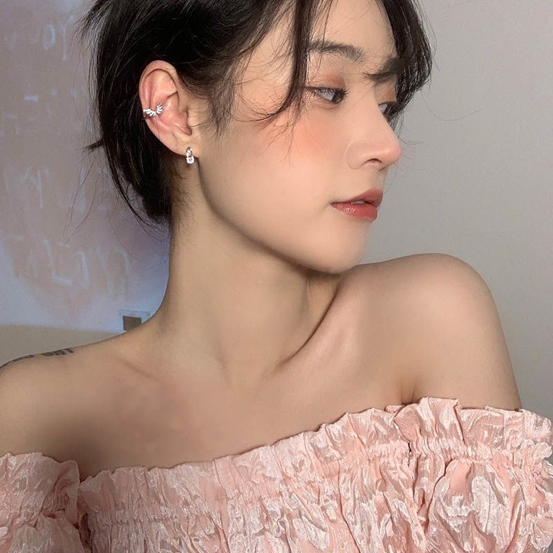 Khuyên Tai Hình Cánh Thiên Thần Đính Đá Thiết Kế Mới Cao Cấp Thời Trang