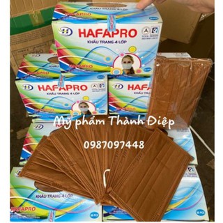 Khẩu trang y tế 4 lớp Hầpro nâu ( 1 hộp 50 cái )