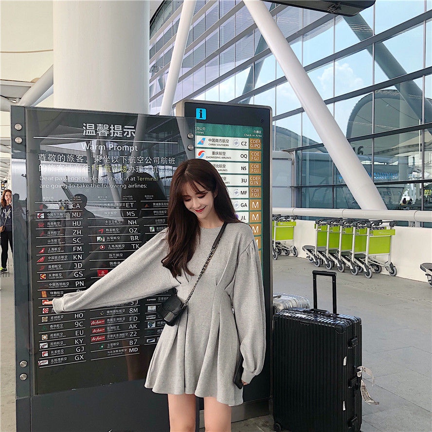 COZOK Đầm tay dài ôm eo thời trang cho nữ