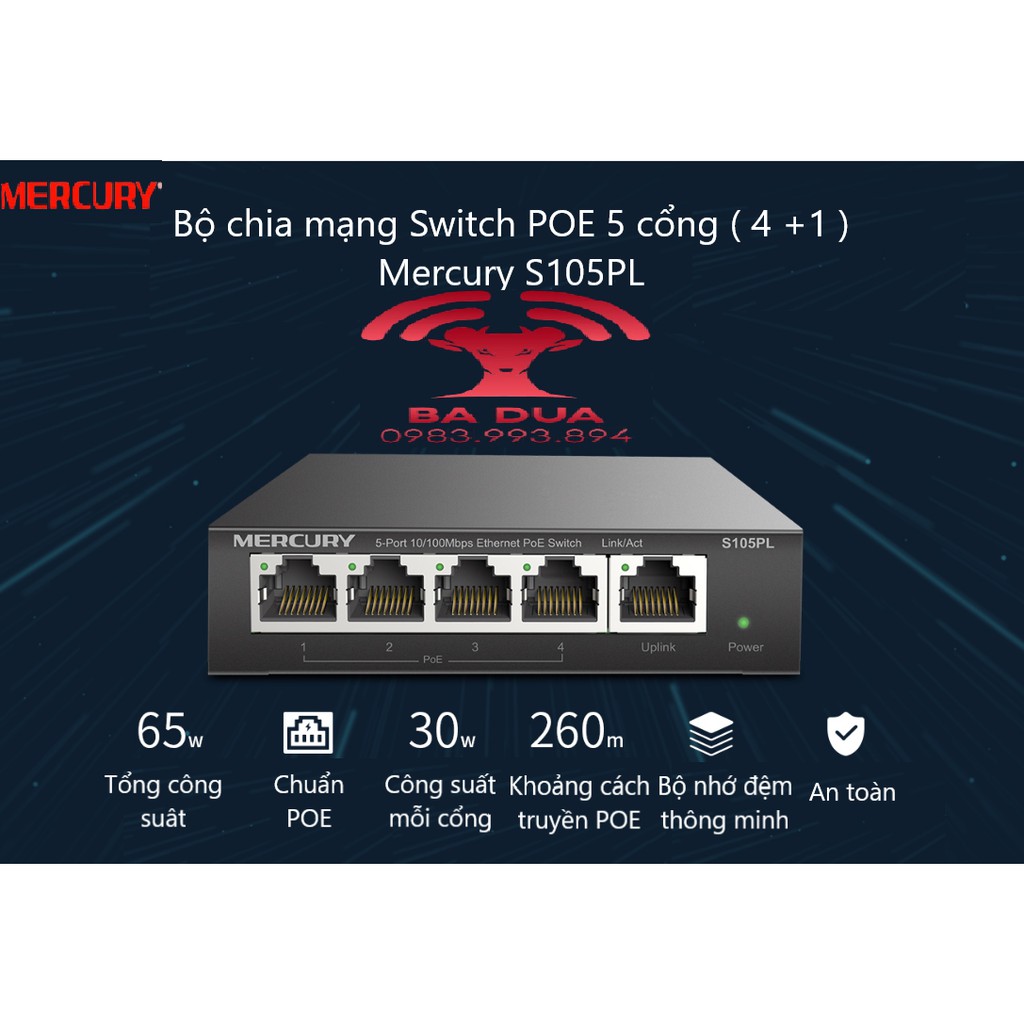 Bộ Chia Mạng Switch Poe Gigabit Mercury 4 , 5 , 6 , 7 , 8 cổng port MSG05CP MSG08CP