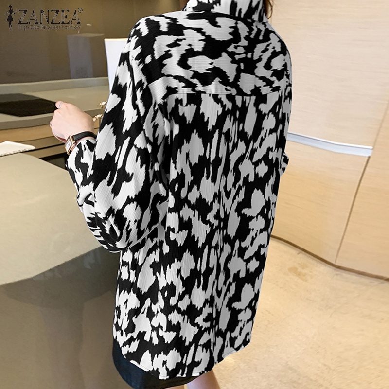 ZANZEA Áo Sơ Mi Tay Dài Cài Khuy In Họa Tiết Thời Trang Cho Nữ