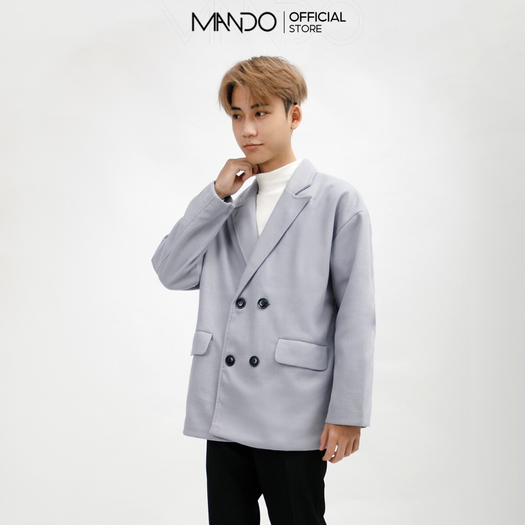 Áo Khoác Blazer Dạ Nam Trơn Cao Cấp 2 Màu Đen Xám MANDO Form Rộng Basic Unisex Thời Trang Công Sở Hàn Quốc KDN014