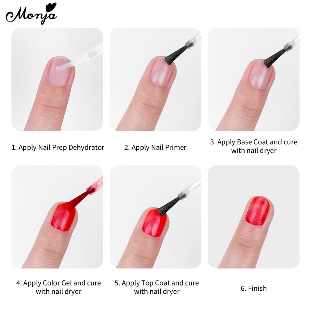 Nước khử sơn móng/ Gel sơn lót móng tay MONJA lâu trôi khô nhanh tự do làm móng chuyên nghiệp 15ml