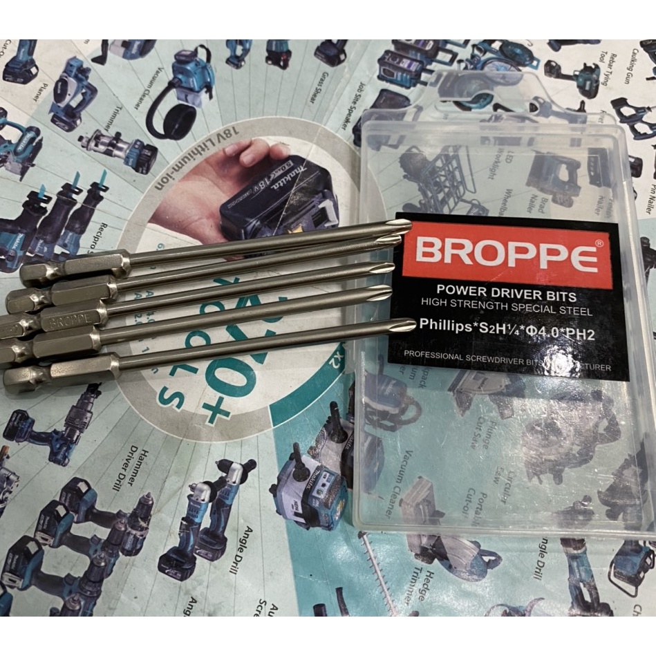 Mũi vít 4 cạnh PH2 4.5mm Broppe, chân lục giác dài 15cm. BN.