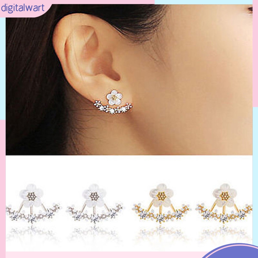 Bông tai mặt hình hoa cúc đính đá xinh xắn cho nữ