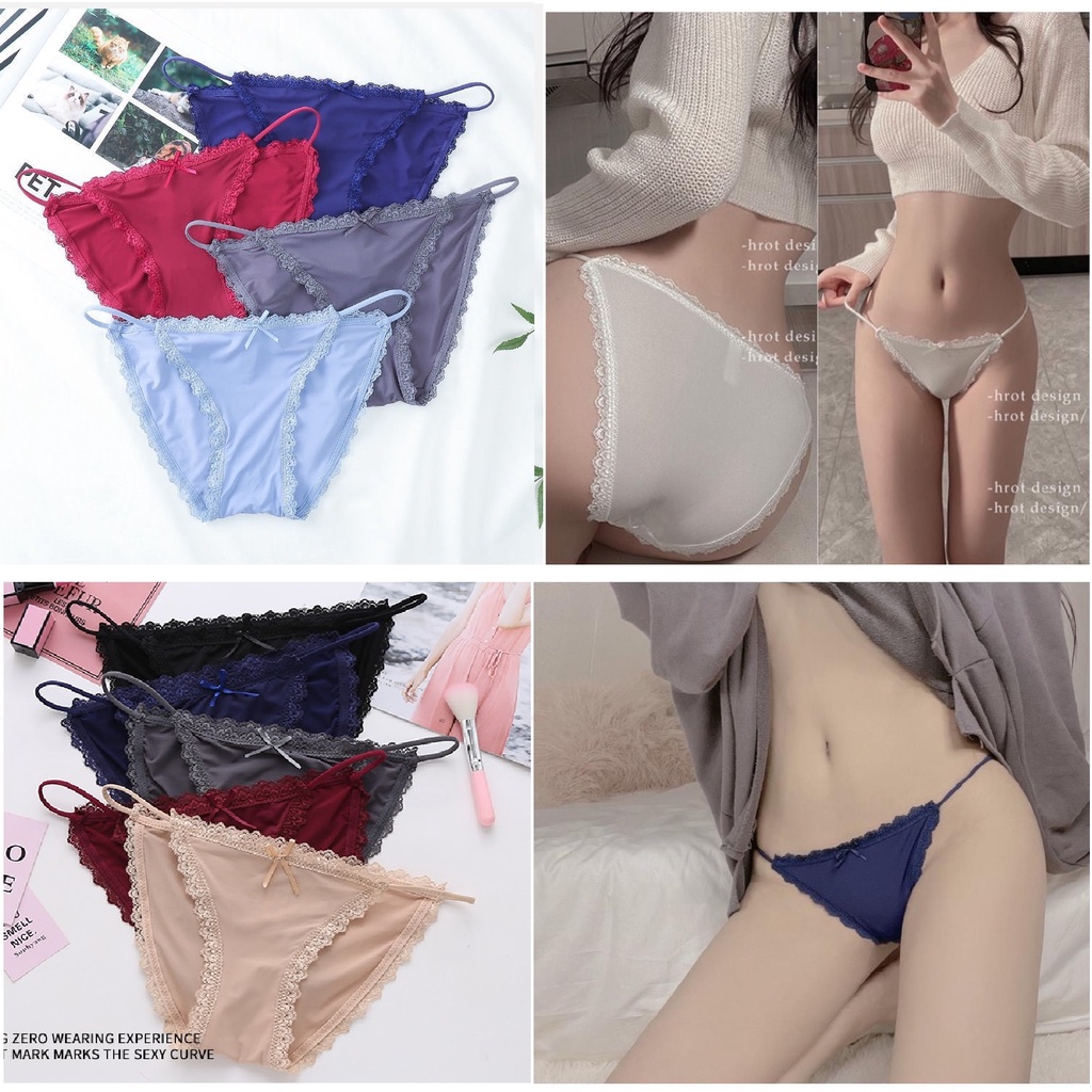 Sét 5 Quần lót nữ hai mảnh QL59 ❤ Quần Chíp thun lạnh 2 dây mảnh viền ren co dãn nhiều mát mịn cao cấp