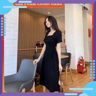 Đầm nữ váy chữ a <60kg đen trắng chiết eo theo số đo