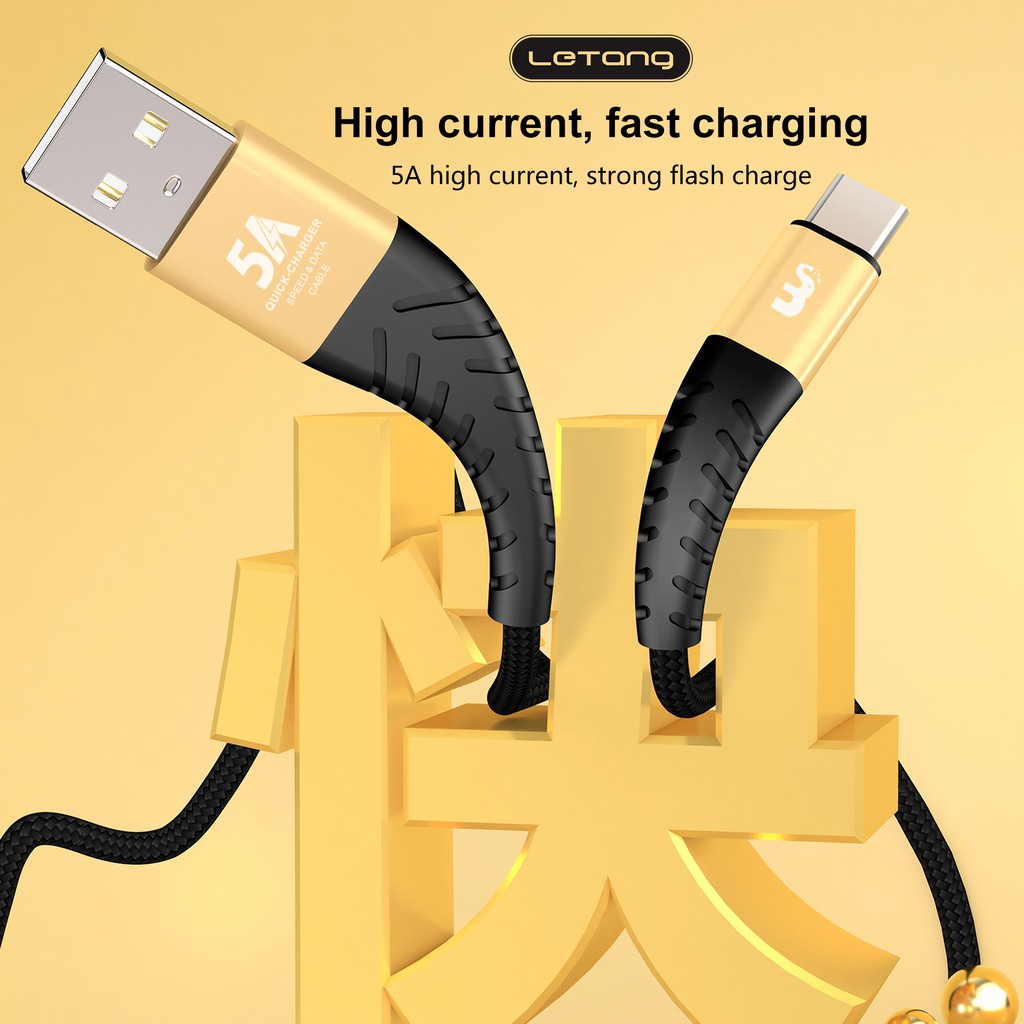 Cáp sạc 5A Letang cổng USB dành cho điện thoại iPhone/Android