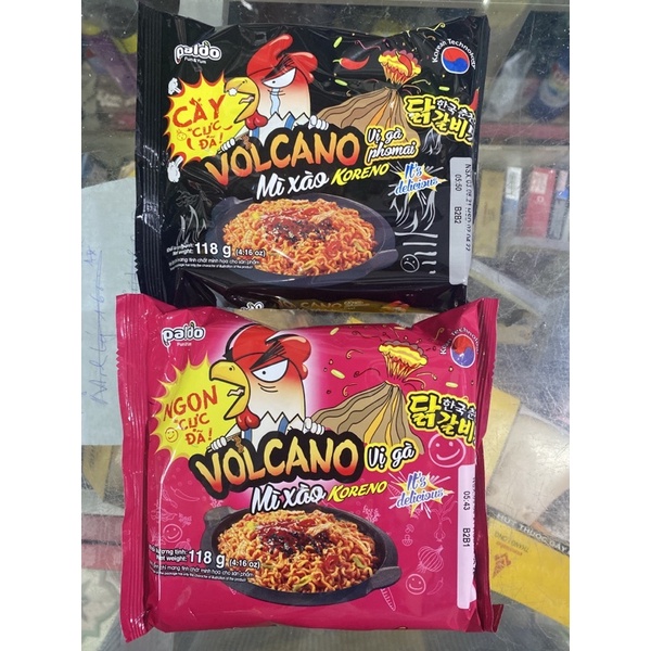 Mì Xào Koreno Volcano Vị Gà& Vị Gà Phô Mai Gói 118g