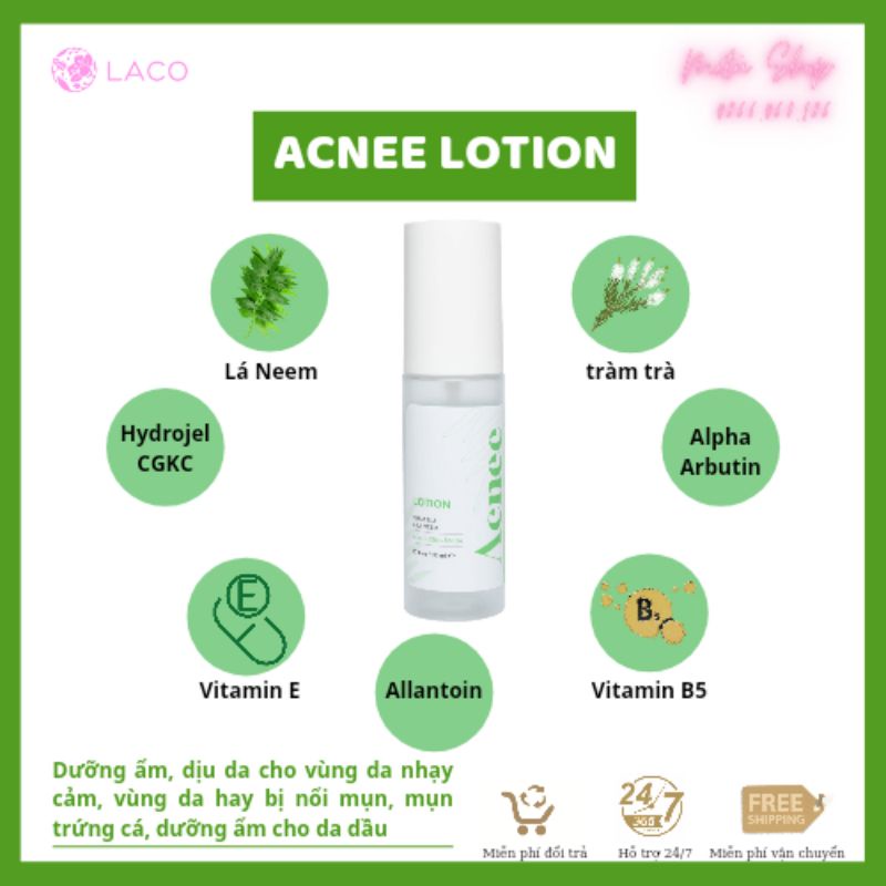 Sữa dưỡng ẩm - Giảm mụn Acnee Lotion giảm thiểu các vùng da bị nổi mụn và cấp ẩm cho làn da