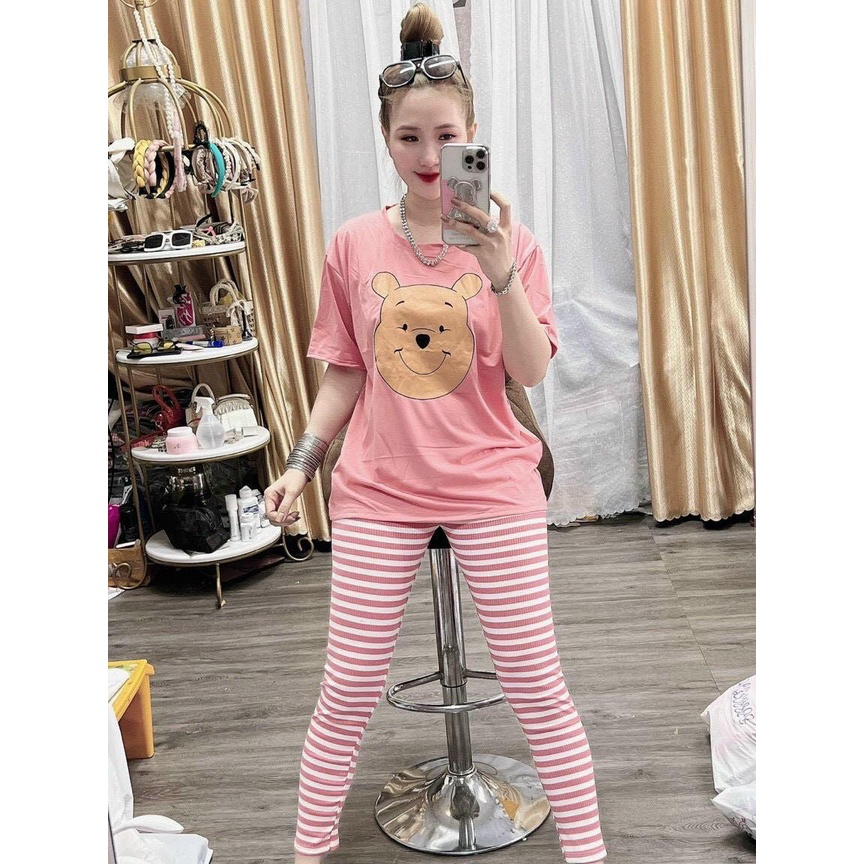 Bộ Sắc Màu Mặc Nhà Nữ, Mặc Đi Chơi Áo Thun Quần Ôm Thun Gân, Mẫu Đẹp, Màu Hot