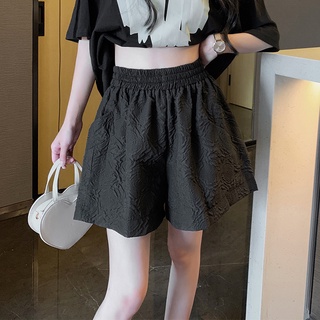 Quần Short Nữ Lưng Cao Quần Short Nữ Bigsize Ống Rộng Họa Tiết Hoa Hồng Dập Nổi QH221