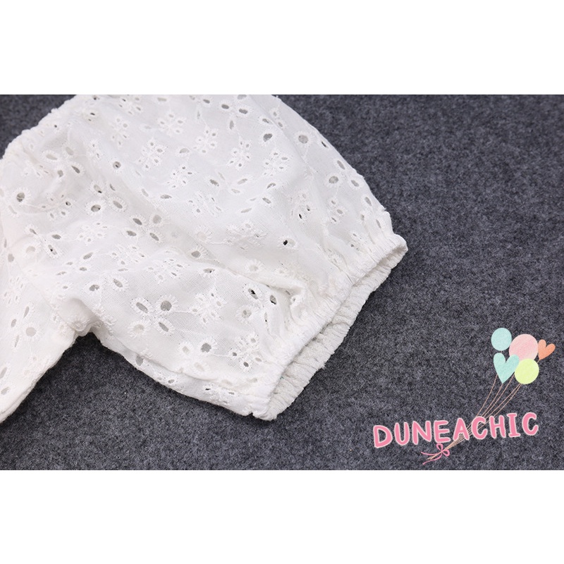 DUNEA Áo Thun Tay Ngắn Phồng Hở Lưng Cổ Chữ U Dành Cho Nữ