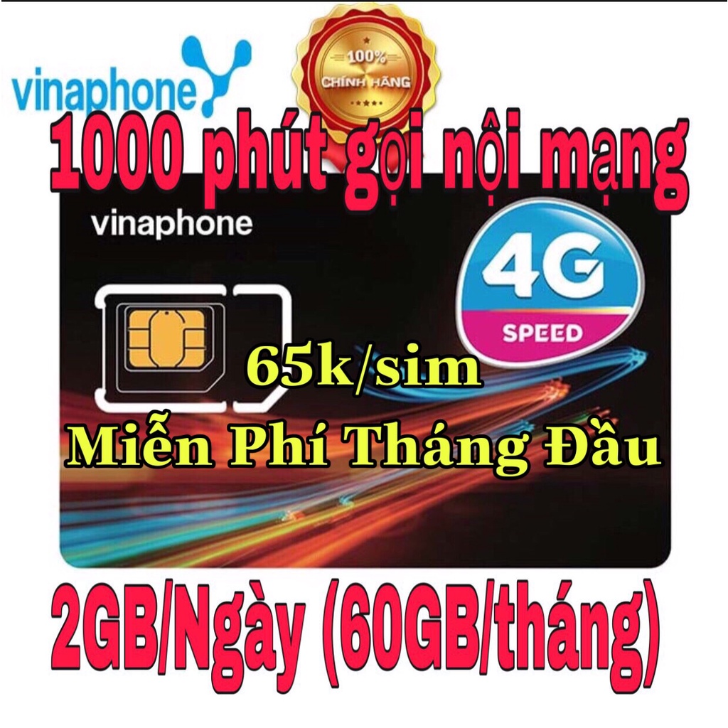 Sim Vina Vd89, Fhappy 2GB/ngày (60GB/tháng), Miễn phí gói tháng đầu