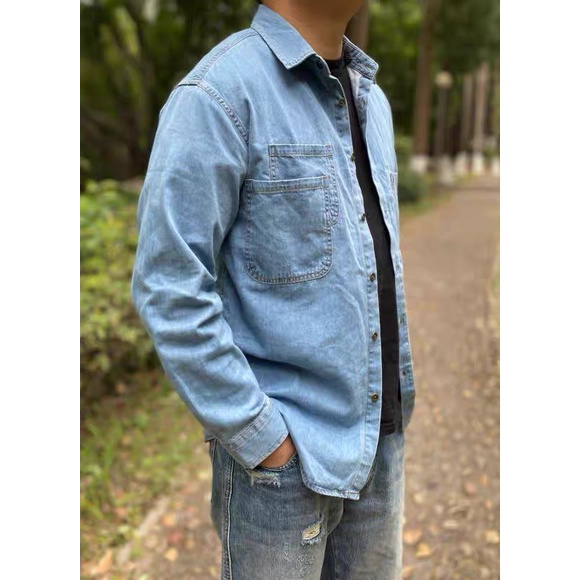 Áo Bò Denim Áo Sơ Mi Jean Dài Tay Đủ Size Nam Nữ Chống Nắng, Dễ Mặc, Đi Chơi Đi Làm Thoải Mái Hình Ảnh + Video [ÁO-JEAN]