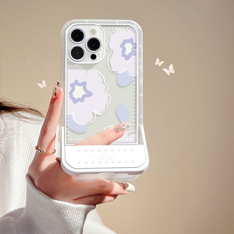 Ốp Điện Thoại TPU Họa Tiết Hoa Đơn Giản Chống Rơi Kèm Giá Đỡ Cho IPhone 13 Pro Max 12 11 XS XR X 8 7 6 6s Plus SE 2020