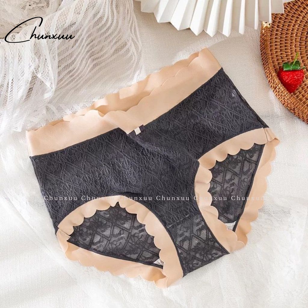 Quần lót nữ CHUNXUU ren gấm cao cấp sọc chéo tiểu thư phối viền su thông thoáng - QC103