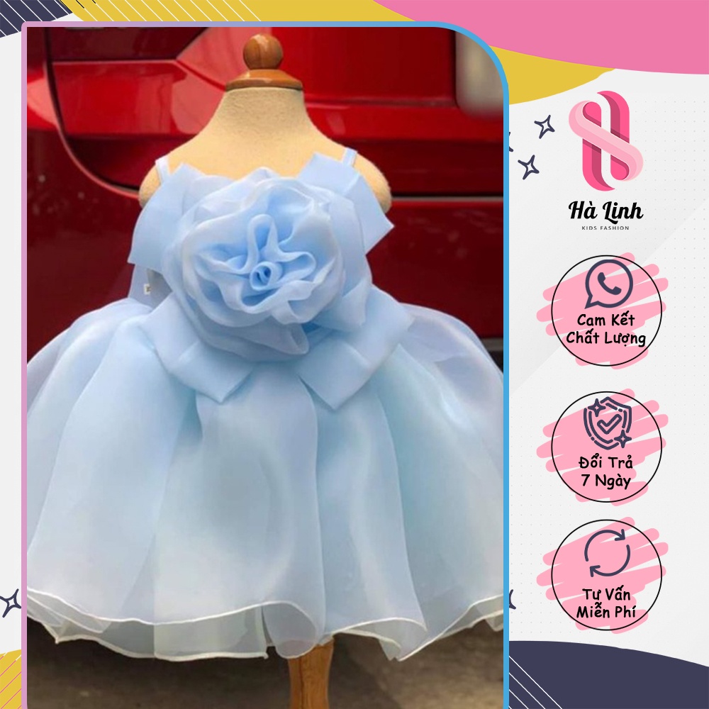 Váy công chúa hoa hồng tặng kèm bờm tóc xinh cho bé  -A09