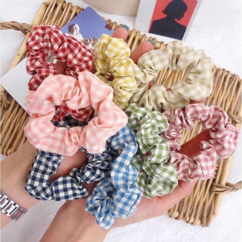dây buộc tóc srunchies kẻ caro