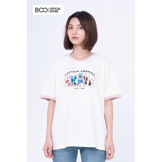  Áo Thun BOO Nam Nữ OversizeBOO Dáng Rộng 100% Cotton In Hình Marvel Cao Cấp Màu Trắng Kem