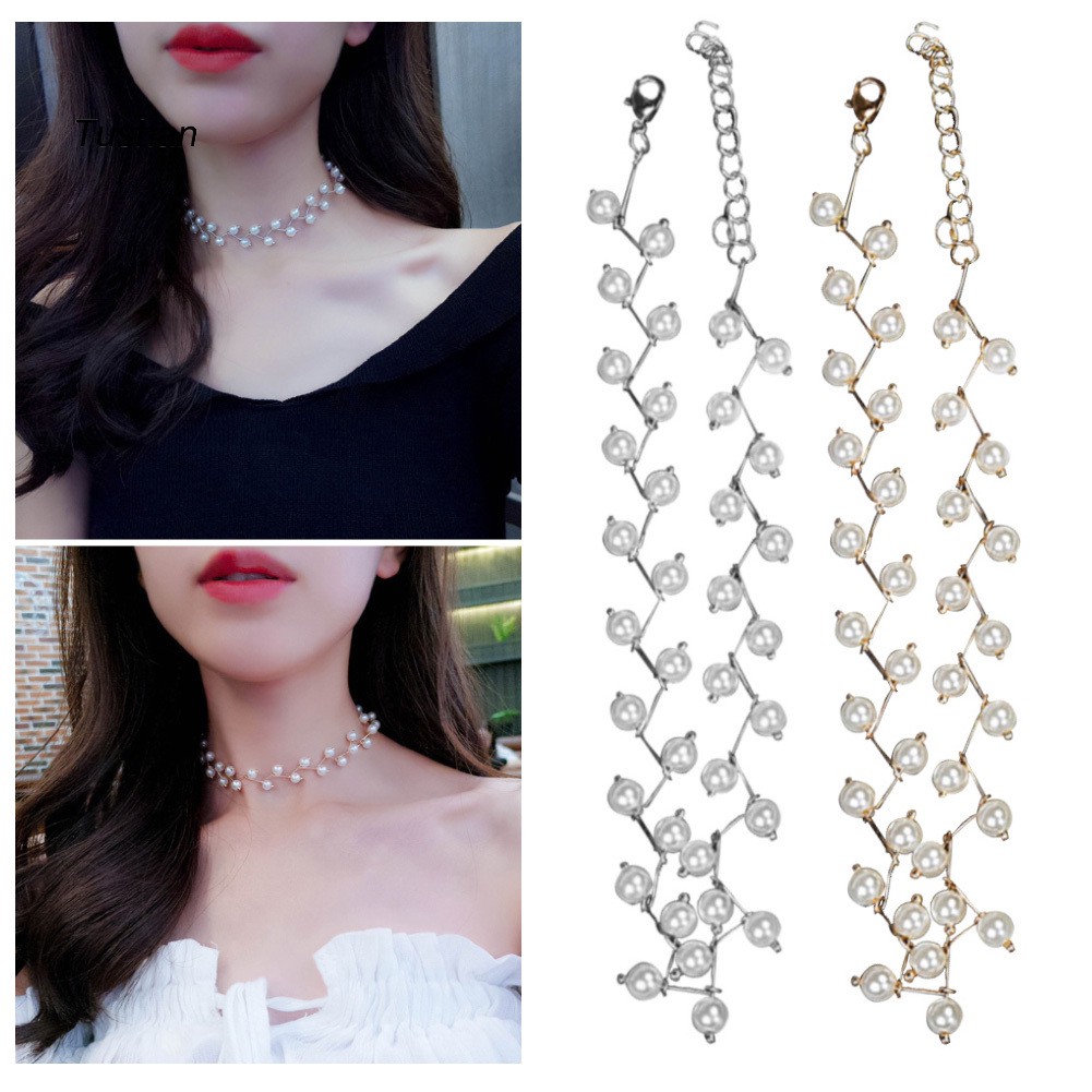 Vòng Cổ Choker Đính Ngọc Trai Nhân Tạo Thời Trang