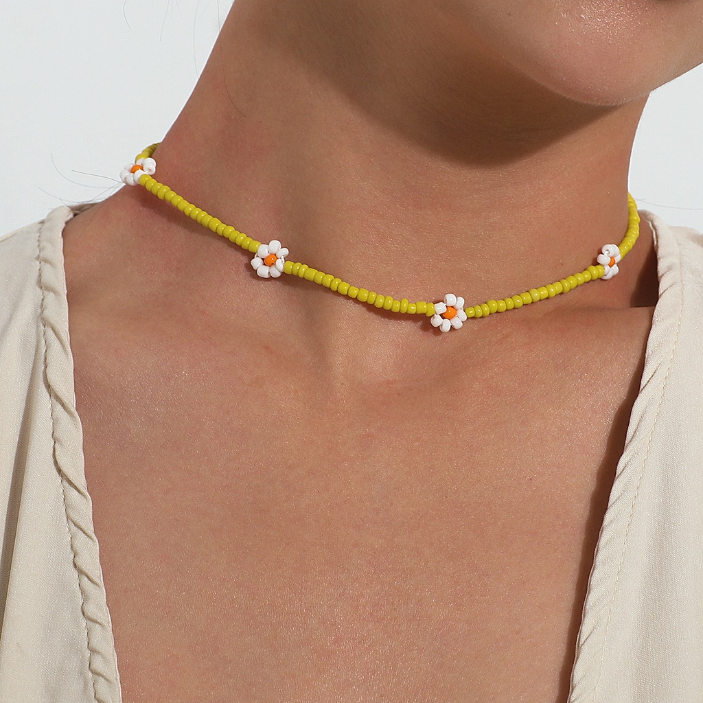 Vòng Cổ Choker Chuỗi Hạt Nhựa Điểm Hoa Resin Sắc Màu Dễ Thương 🌸