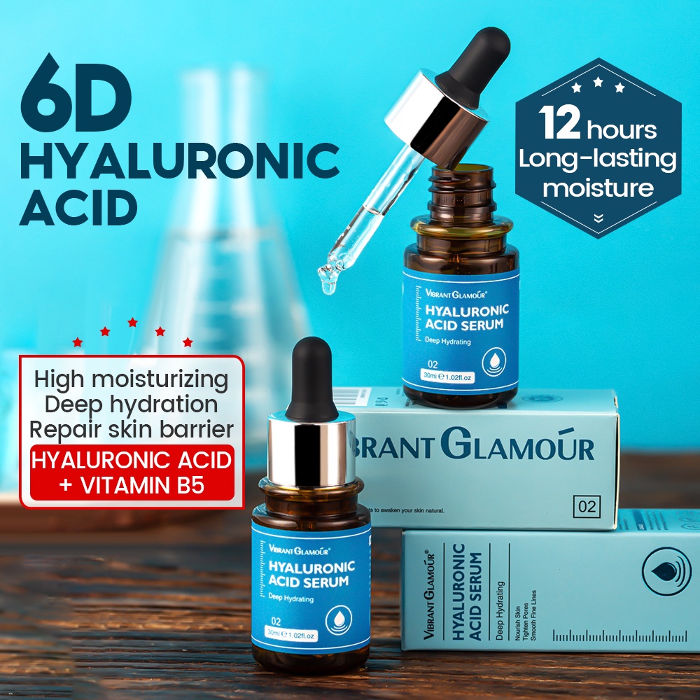 Tinh Chất Hyaluronic Acid Nguyên Chất VIBRANT GLAMOUR Dưỡng Ẩm Hỗ Trợ Giảm Mụn Làm Săn Chắc Da Thu Nhỏ Lỗ Chân Lông Chống Lão Hóa 30ml