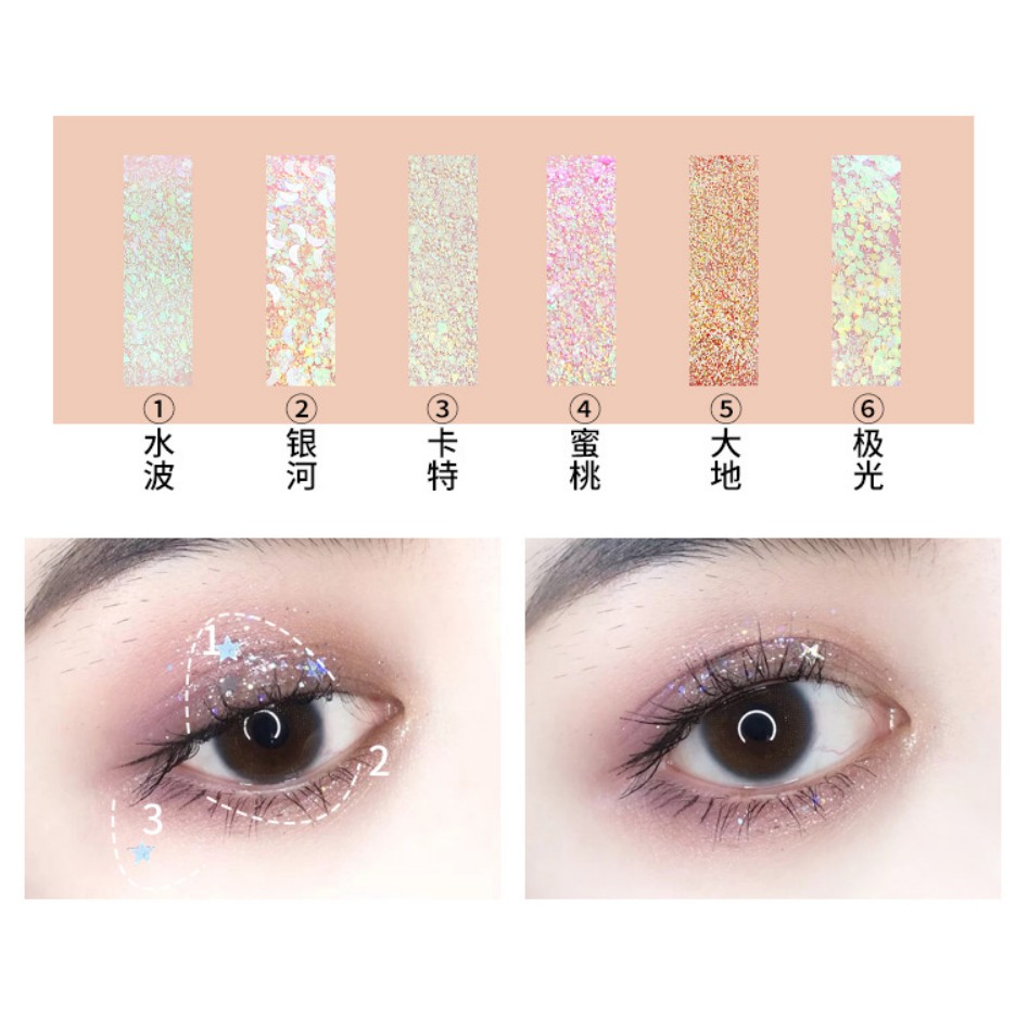 Nhũ Mắt Lameila 6 Ô Sequin RAINBOW Lấp Lánh P0257