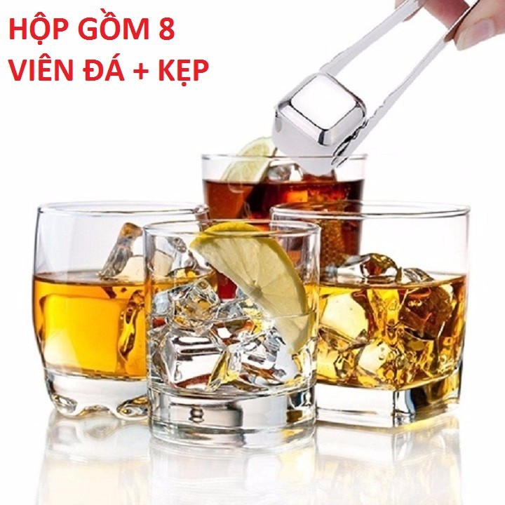 Đá lạnh không tan hộp 8 viên tặng kèm một kẹp gắp đá