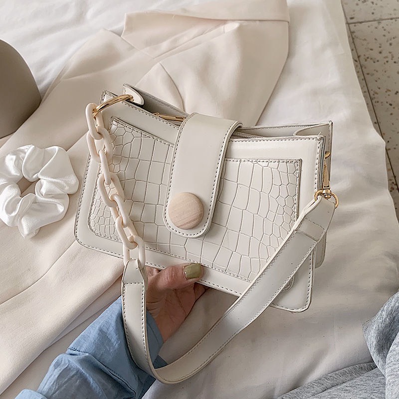 Túi kẹp nách đeo vai phối xích full màu công sở đựng vừa điện thoại DIOMI thời trang mẫu mới 2021