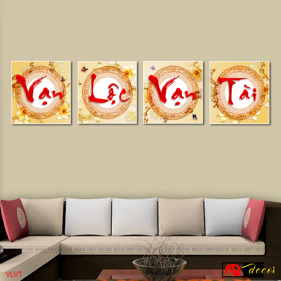 Tranh treo tường phòng khách đẹp Vạn Sự Như Ý trang trí nhà cửa hiện đại decor nghệ thuật hiện đại số hóa PS113