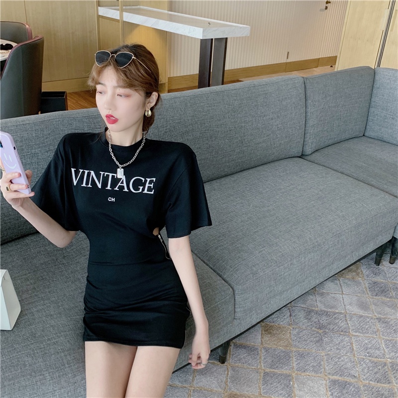 COZOK Đầm ngắn tay nhấn eo xinh xắn dành cho nữ