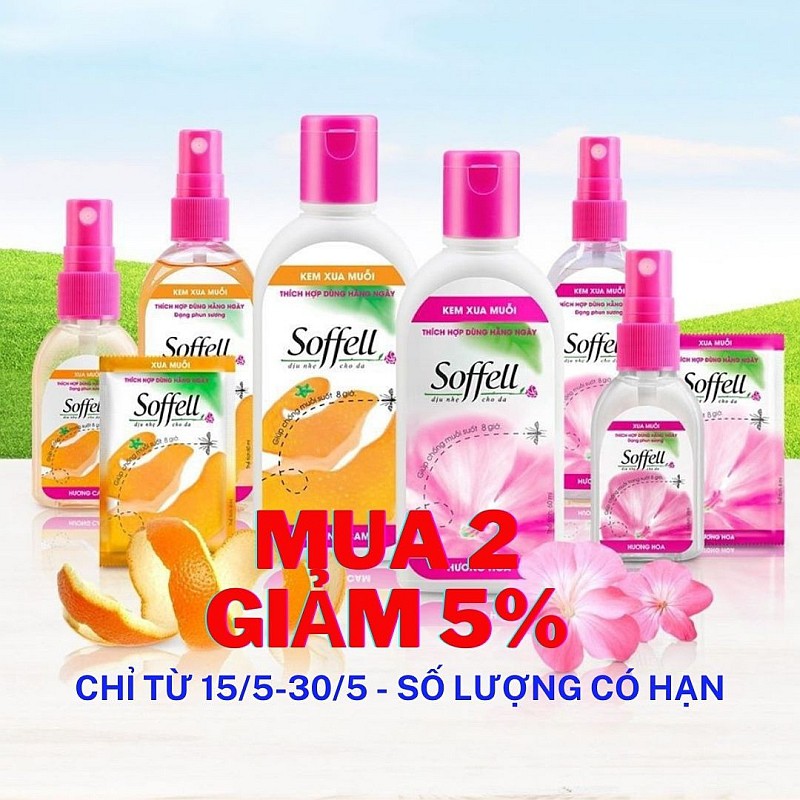 Kem bôi, xịt xua đuổi chống muỗi Soffell hiệu quả suốt 10 giờ cho bé và người lớn - Chai 30/60/80ml