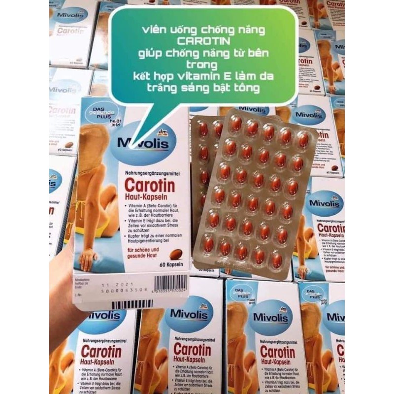 Viên uống chống nắng Mivolis Carotin 60 viên ĐỨC | BigBuy360 - bigbuy360.vn