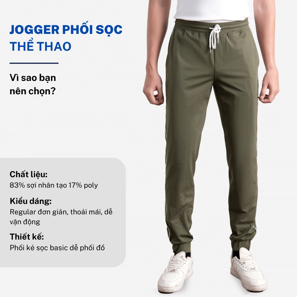 Quần jogger thể thao phối sọc nam CIZA  dáng rộng cao cấp trẻ trung size S M L XL màu green QGDR16