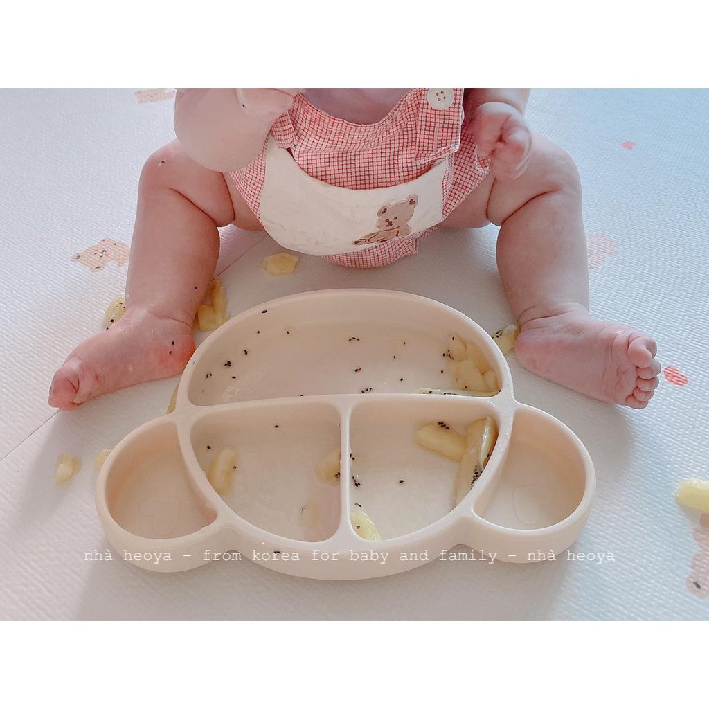 KHAY ĂN DẶM GẤU KÈM NẮP ĐẬY SILICONE DOTTODOT x GROSMIMI