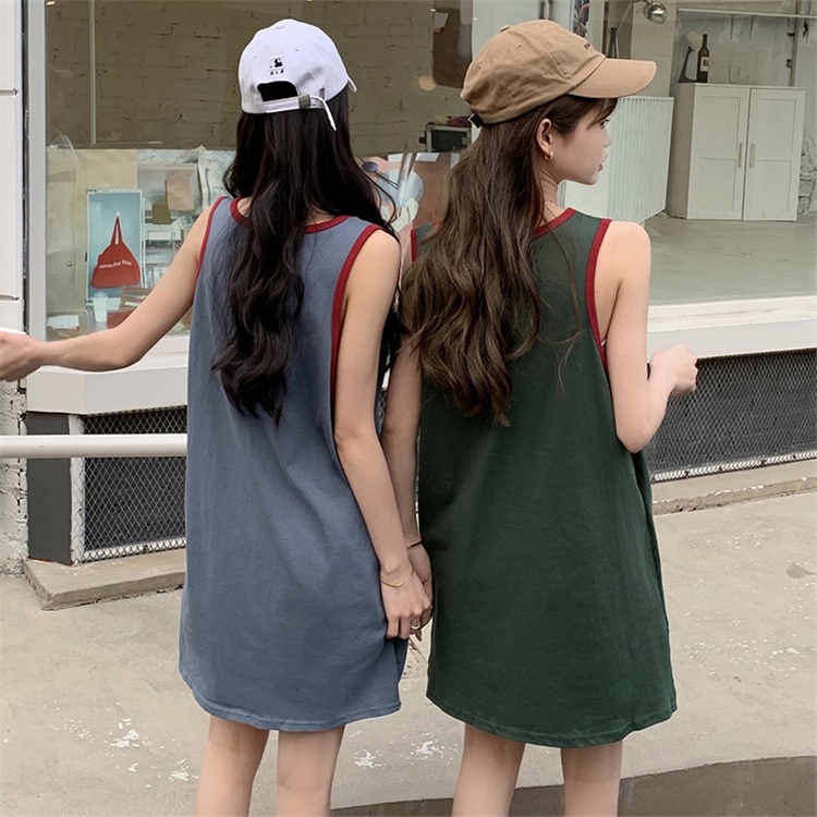 SUXI Áo Sát Nách Cổ Tròn Hoạ Tiết Chữ In Thời Trang Mùa Hè