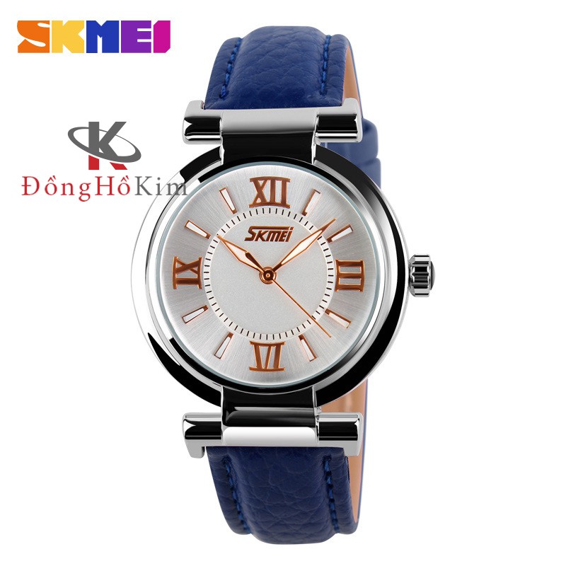 Đồng hồ Nữ dây da SKMEI 9075 fullbox chính hãng mới 100% có phát quang sáng tại vạch kim (hàng có sẵn)
