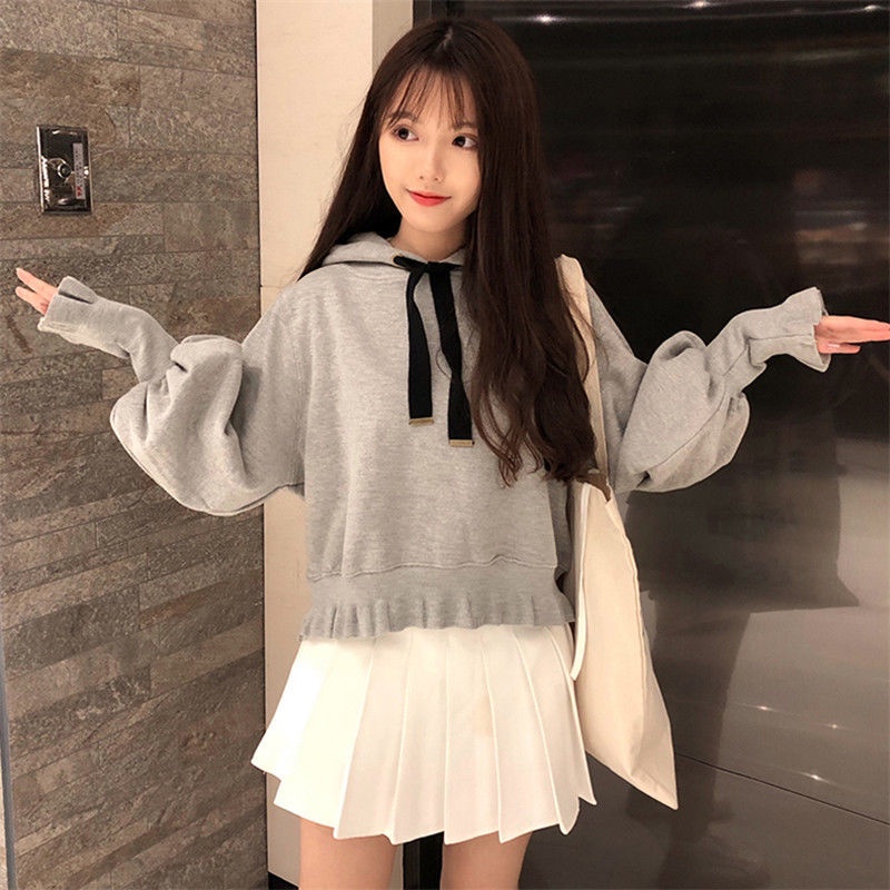 Áo Khoác Hoodie Dáng Rộng Ngắn Vải Lông Cừu Dày Dặn Phong Cách Chic Hồng Kông Cổ Điển Thời Trang Mùa Đông Cho Nữ