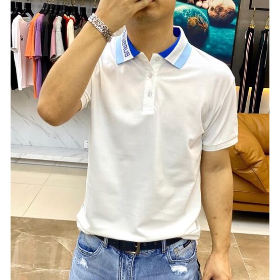 Áo polo tay ngắn vải cotton thêu chữ thời trang trẻ trung