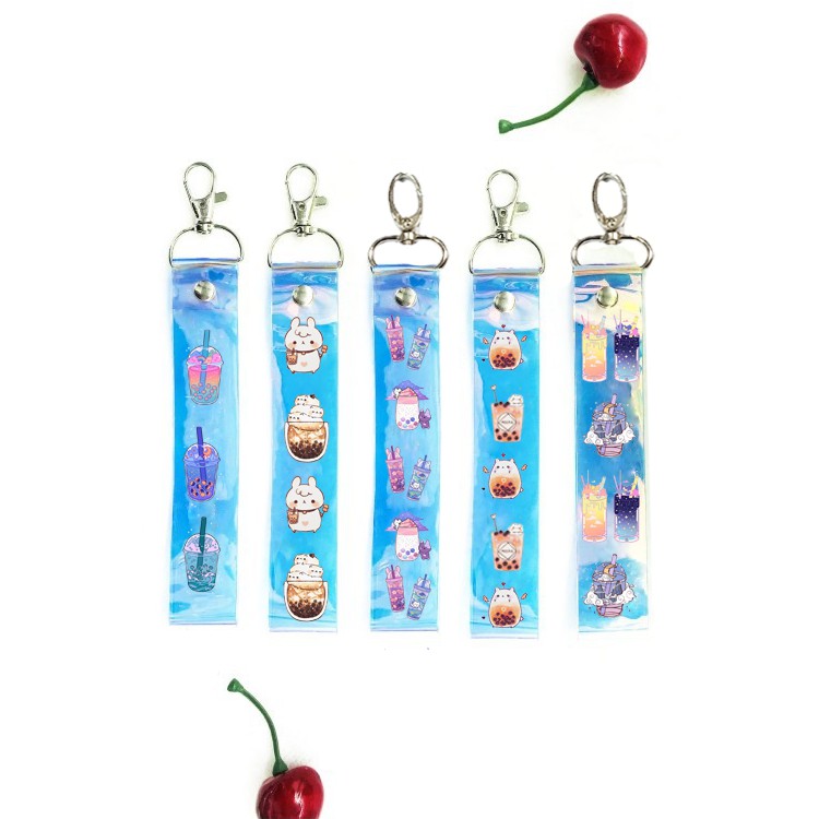 Strap hologram trà sữa STH19 Dây đeo name tag boba tea dây strap tag phản quang cute kpop idol hoạt hình