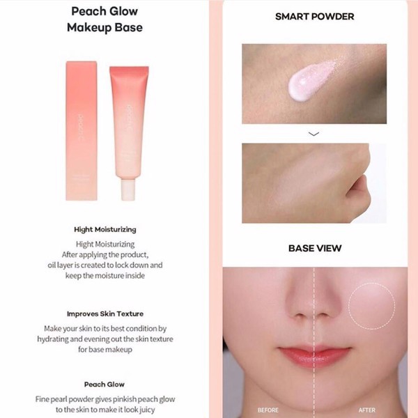 Kem Lót Kiềm Dầu,Che Phủ Lỗ Chân Lông Peach C Peach Glow Makeup Base 35ml