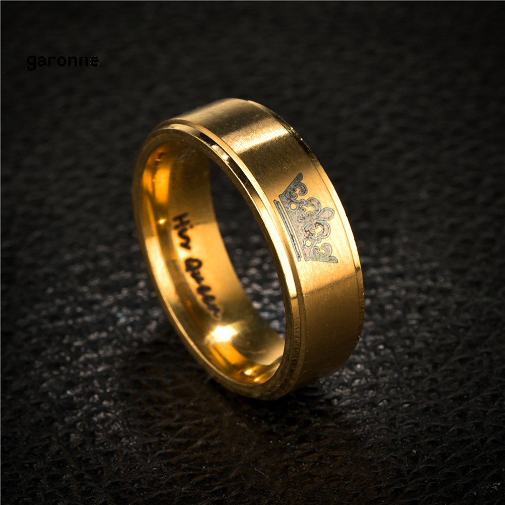 Nhẫn đôi bằng thép Titan khắc chữ King / Queen thời trang