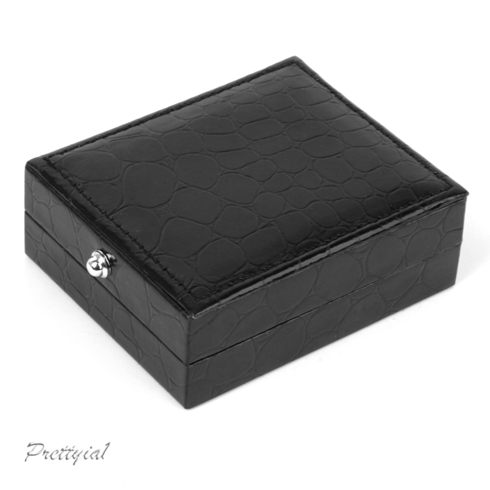 [PRETTYIA1] Velvet PU Leather Tie Clip Cufflinks Brooch Storage Gift Box Case Birthday