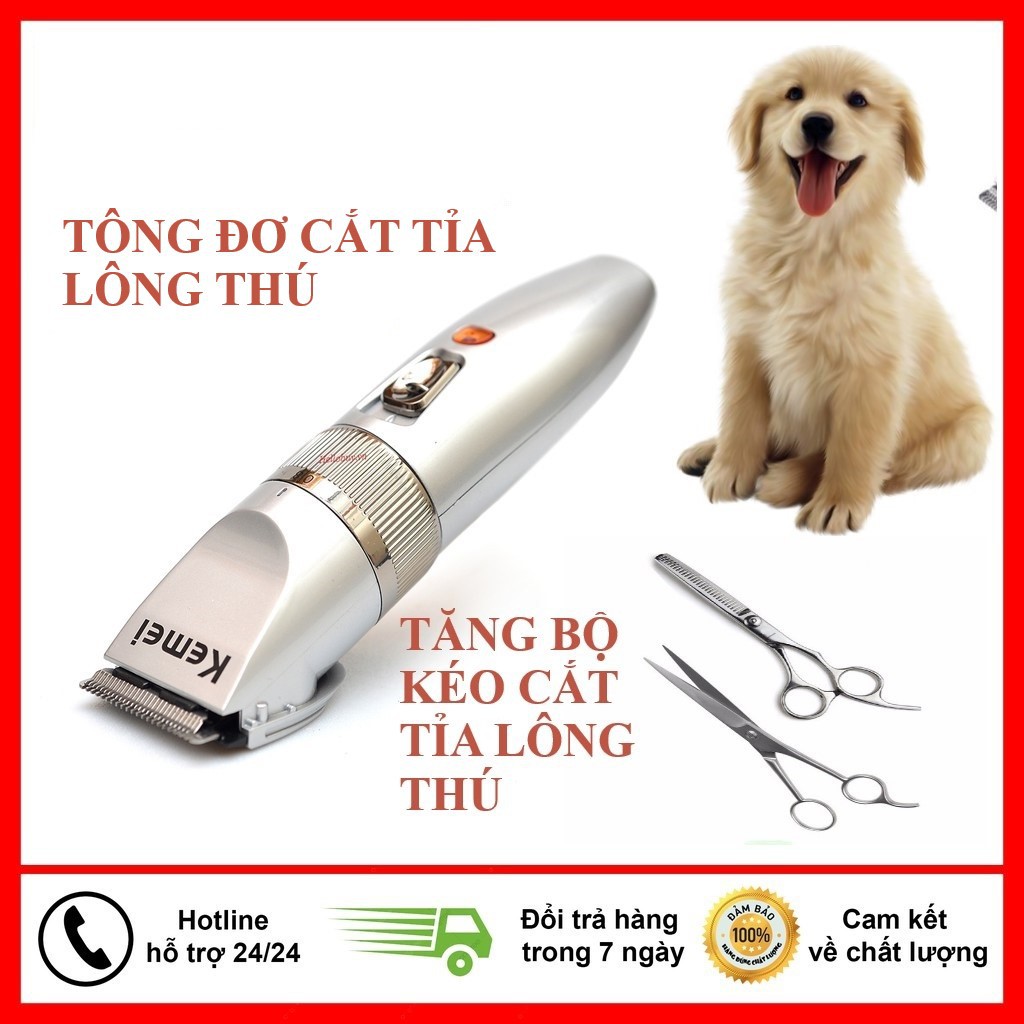 Cạo, Tỉa Lông Chó Mèo  Tông Đơ Cạo, Tỉa Lông Thú Cưng Kemei - 27C Tặng Bộ kéo Cắt Tỉa Lông Thú Tại Nhà